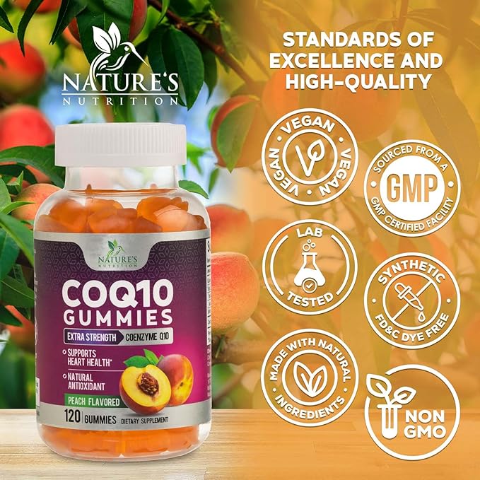 CoQ10 Gummies 100mg Per Serving - 3X Strength High Absorption Antioxidant Supplement for Heart Health Support &amp Energy Production Ultra Coenzyme Q10 Vitamins Coq 10 Supplements - 120 Gummies