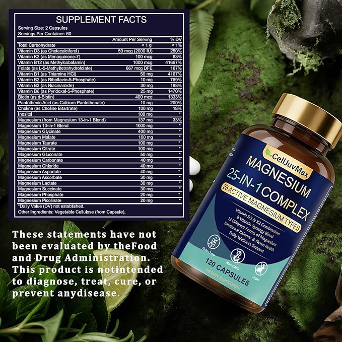 25-in-1 Magnesium Complex | Multi-Form Absorbable Blend for Daily Nutritional Support 120 Vegan Caps (1)