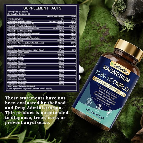 25-in-1 Magnesium Complex | Multi-Form Absorbable Blend for Daily Nutritional Support 120 Vegan Caps (1)