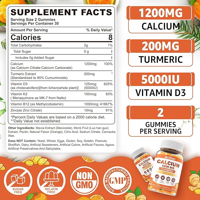 Calcium 1200 mg with Vitamin D3 Gummies + Organic Blue Spirulina Gummies