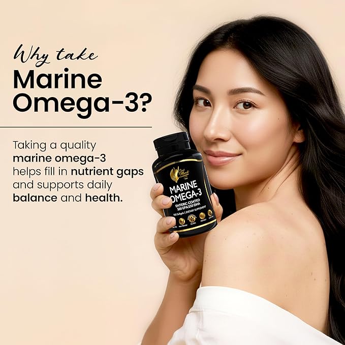 Cocó March N.M.D Marine Omega-3 Fish Oil – High Potency Omega 3 Supplement with 500 mg EPA &amp 250 mg DHA – Enteric Coated No Fishy Burps &amp Aftertaste – Omega-3 Fish Oil for Women &amp Men 3-