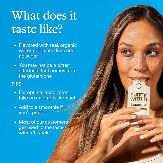 Longevity – Liposomal NAD+ Glutathione Supplement w/Liquid NAD+ CoQ10 B12 MCT &amp Avocado Oil – Cellular Health Energy Brain Gut &amp Heart Support* – Watermelon Lime – 30 Pouches