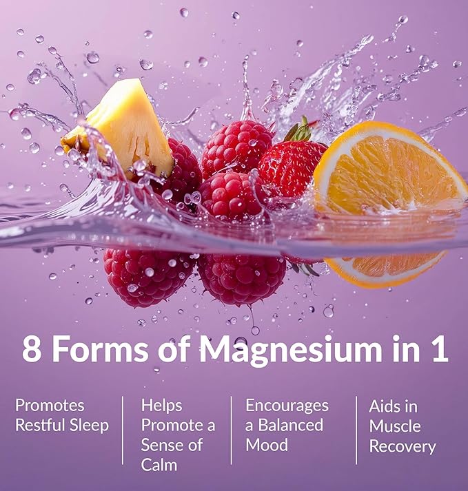 BIOptimizers Magnesium Breakthrough Drink - 8 Forms of Magnesium Electrolytes Sleep Health Stress Muscle Recovery Heart Support | Glycinate Citrate Malate - Fruit Punch