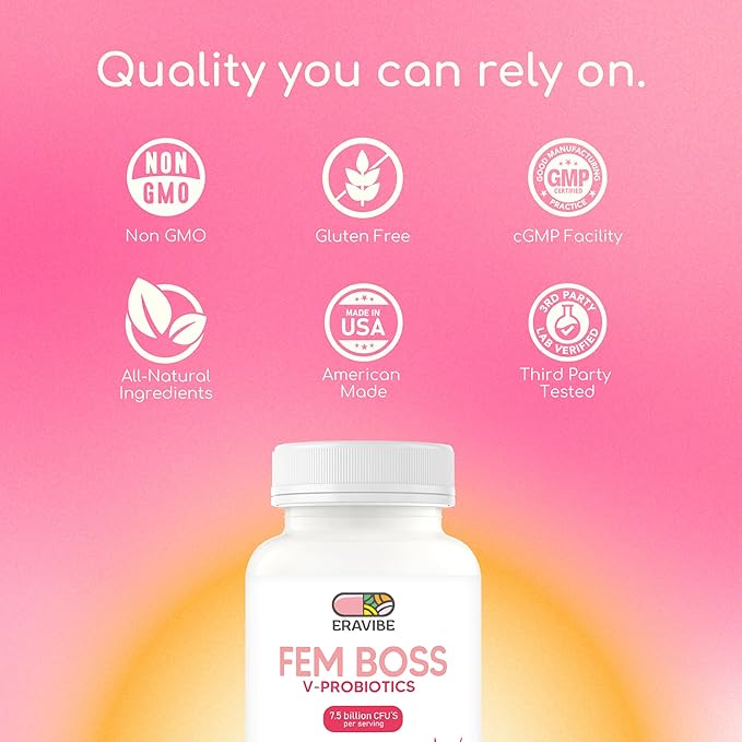 Women's Probiotic with Cranberry - 7.5 B CFUs for Vaginal &amp Gut Microbiome Support - 90 Vegan Capsules Gluten Free