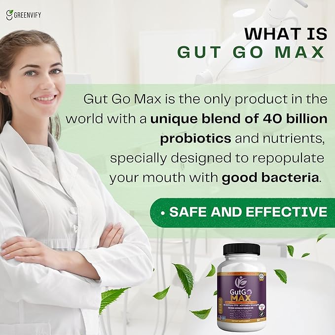 GutGo Max Probiotic Supplement 40 Billion CFU 60 Capsules Maximum Strength Gluten Free Sugar Free (3)