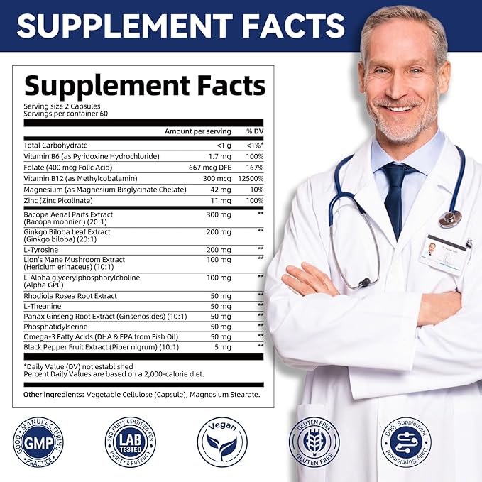Mens Multivitamins Gummies &amp Brain Supplements for Memory &amp Focus Bundle