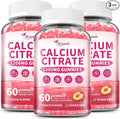 (3 Pack) 1200 mg Calcium Citrate Gummies Supplements for Women &amp MenPure Calcium Citrate Gummies for Bone Muscle &amp Immune Support - Easy to Digest Sugar FreeVeganPeach Flavor60 Day Suppl