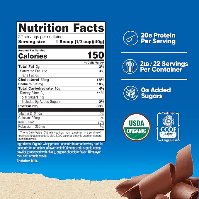 Nutricost Organic Whey Protein Concentrate Double Chocolate Flavored (2LBS) - Gluten-Free Non-GMO