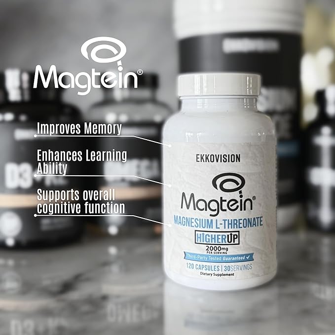 Ekkovision Magtein Magnesium L-Threonate Memory &amp Cognitive Function Support Magnesium Supplement with Essential Minerals for Men &amp Women 2000 MG Per Serving 120 Easy-to-Swallow Capsules