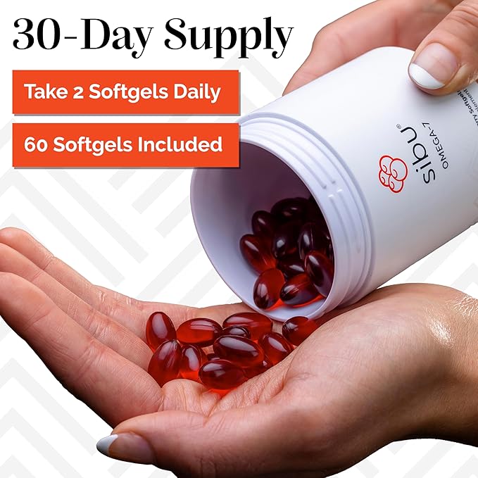 sibu Sea Buckthorn Omega-7 Softgels Starter Kit (60ct 30 Day Supply) – Supplement for Healthy Skin Hair Nails and Dryness