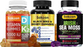 Sakoon nutrition Superfood Gummies Bundle – Irish Sea Moss Black Seed Oil &amp Vitamin D3 K2 – Immune Support Bone Health &amp Overall Wellness – 60 Gummies Each
