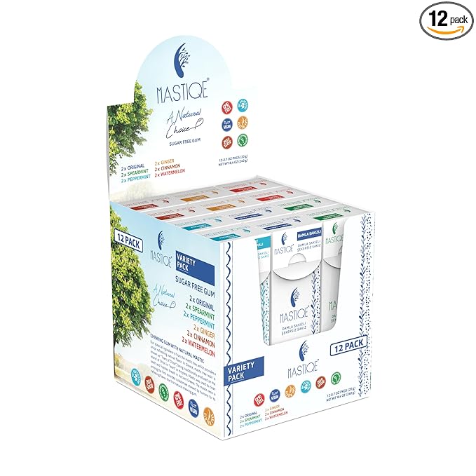 Mastiqe Sugar Free Hard Chewing Gum with Natural Mastic (Variety Pack)