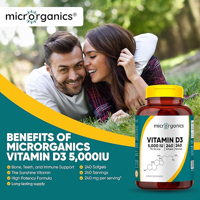 Vitamin D3 5000 IU – Bone Immune &amp Mood Support – Bioactive Cholecalciferol – 240 Softgels 240 Servings