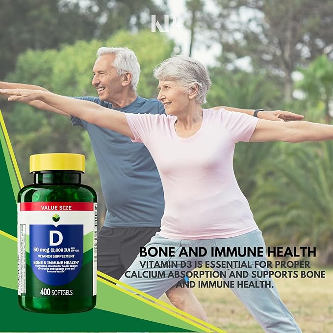 KP+ Vitamin D 50 mcg (2000 IU) | Bone &amp Immune Health | 400 Softgels | Pack of 2