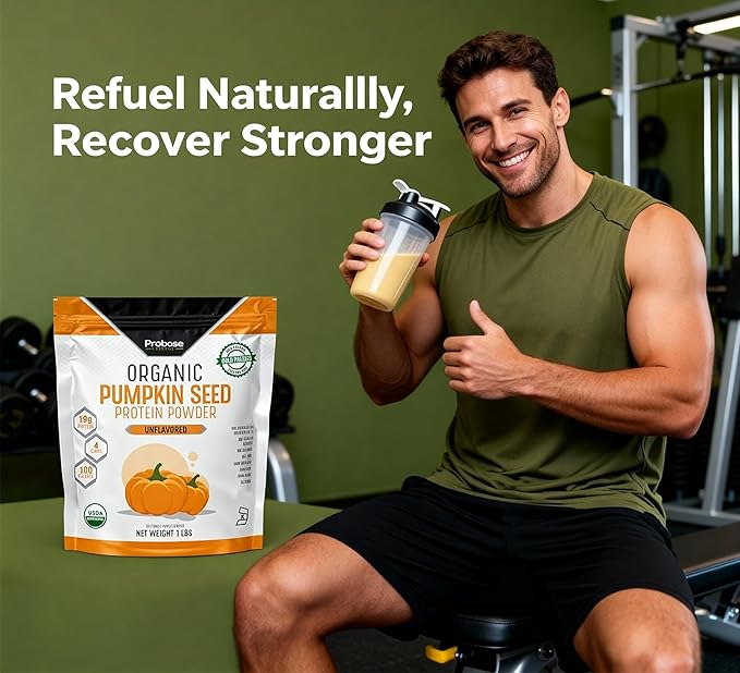 Probase Nutrition Pumpkin Seed Protein Powder Unsweetened Plant-Based Pumpkin Protein Powder Ideal for Post-Activity Support Pumpkin Powder is Rich in Omega 3 6 9 | 1 lb Cold Pressed