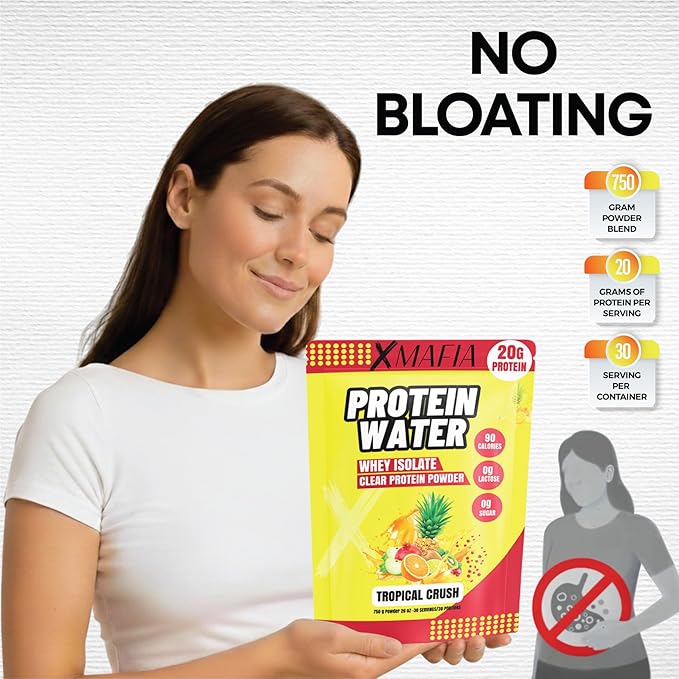 XMafia – Protein Water Clear Protein Powder – 30 Servings 20g Protein 27 oz - Hydrator Whey Isolate - 0g Lactose 0g Sugar Keto-Friendly - Tropical Crush - Iso Juice Protein Post-Workout