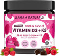 Llama Naturals Vitamin D3 Vegan Organic Immune Support Supplement Vitamin D Gummies for Adults and Kids Real Fruit Gummy Vitamins Promotes Bone Health No Added Sugar Cane Raspberry 60 Ct