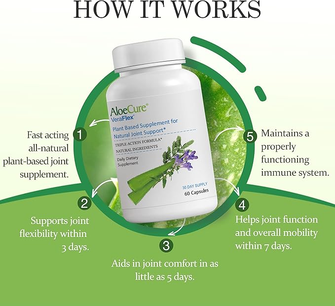 AloeCure Aloe Vera Capsules 2 Pack - VeraFlex 1btl Probiotcs+Enzymes 1btl