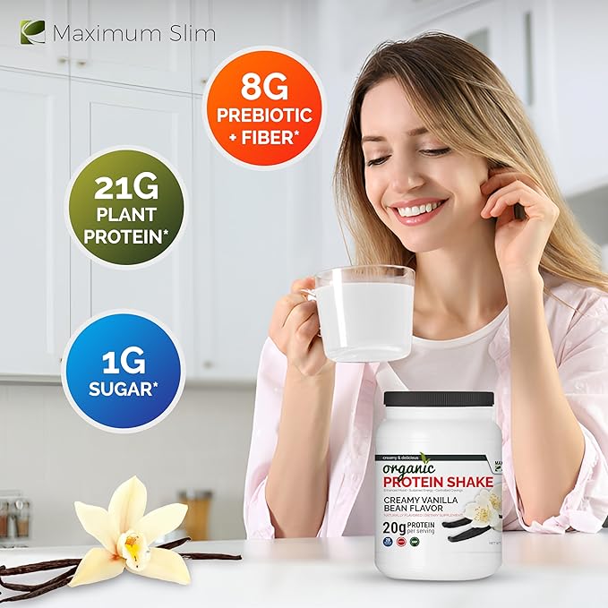 Maximum Slim Organic Protein Shake - Creamy Vanilla Bean Flavor