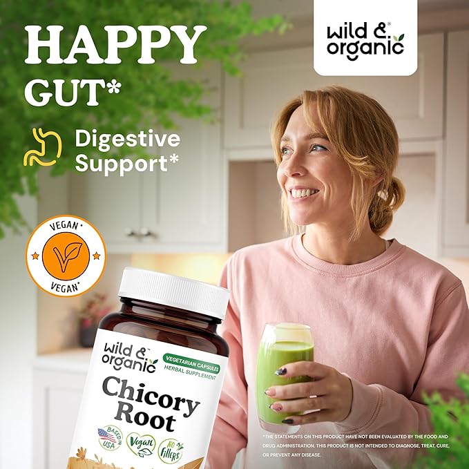 Wild &amp Organic Chicory Root 180 Capsules &amp Inulin 180 Capsules