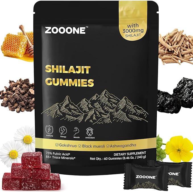 zooone NAD+ 1000mg Liquid Packets Supplement +Shilajit Himalayan Gummies with Ashwagandha &amp Black Musli