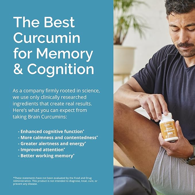 BRAINMD Brain Curcumins - 30 Vegan Capsules - With Longvida Curcumin - Gluten Free - 30 Servings