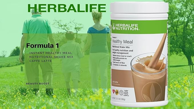 HERBALIFE (Duo) Formula 1 Healthy Meal Nutritional Shake Mix (Cafe Latte) with Personalized Protein Powder