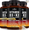 NEW AGE Vitamin D3 5000 IU + K2 MK-7 100 mcg - 2-in-1 Bone Immune &amp Heart Support Easy to Swallow Non-GMO - 180 Capsules