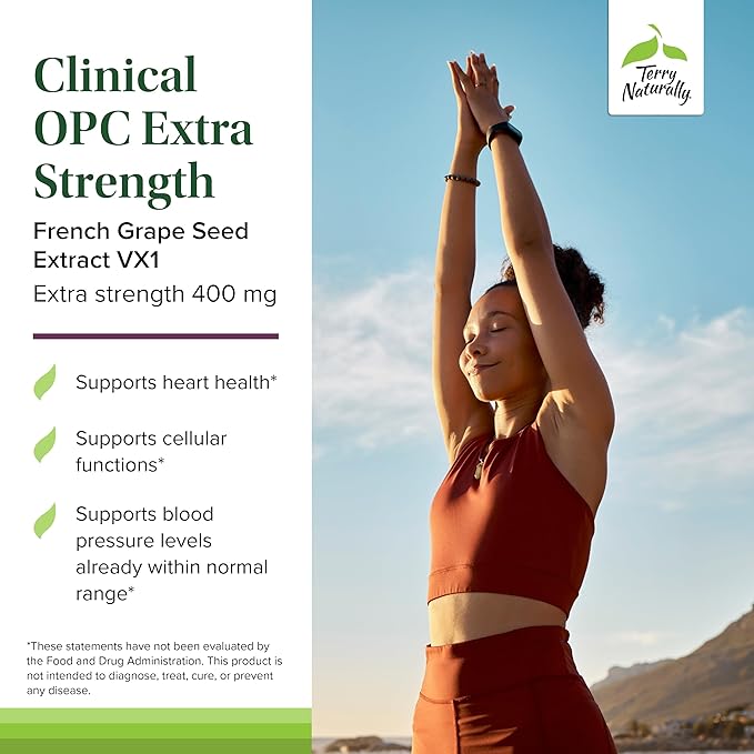 Terry Naturally Clinical OPC Extra Strength - Cardiovascular Health &amp Focus Support - Supplement with Grape Seed Extract - Immune Support Supplement - 60 Softgels (Pack of 3)