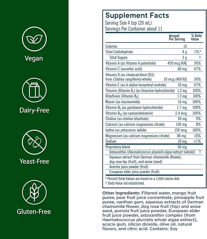 Flora - Kids Multi Essentials+ Liquid Multivitamin Formula 13 Essential Vitamins &amp Minerals 7.6 Fl Oz