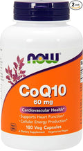 NOW Foods CoQ10 60 mg 180 Vcaps (Pack of 2)
