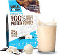 WILD SOCIETY - Premium 100% Grass Fed Whey Protein Powder + Superfood Mushrooms &amp Adaptogens - 25g Protein Clean Protein Powder 0 Added Sugar Non GMO Gluten Free - Vanilla Bean 17.5 oz