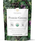 Truvani Protein + Greens Supplement | Spinach Kale &amp Broccoli | 10g Organic Plant Based Protein | 20 Servings | USDA Organic | Gluten &amp Dairy Free | Vegan | No Added Sugar