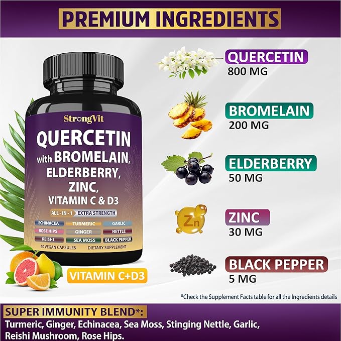 Biotin Supplements &amp Quercetin Complex Bundle (120 Capsules)
