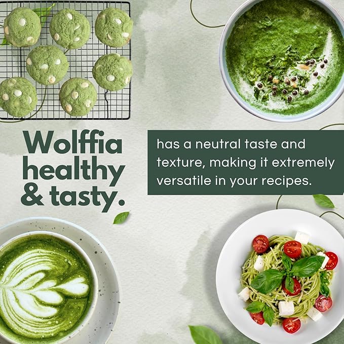 Pure Wolffia Globosa Powder High Protein Plant-Based Superfood Rich in B12 Non-GMO Vegan 1.76 oz