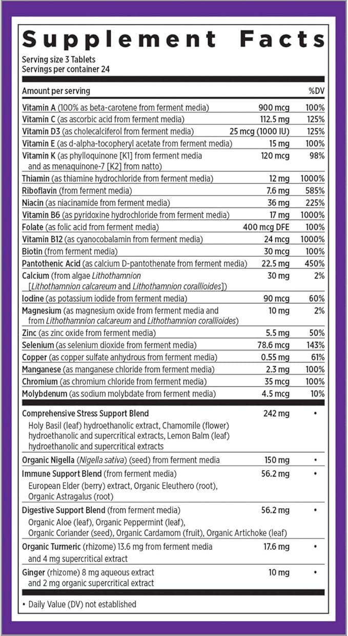 New Chapter Calming Supplement -Perfect Calm Multivitamin for Stress + Mood Support with B Vitamins + Holy + Lemon Balm + Organic Non-GMO Ingredients Basil 72 Count (Pack of 1)