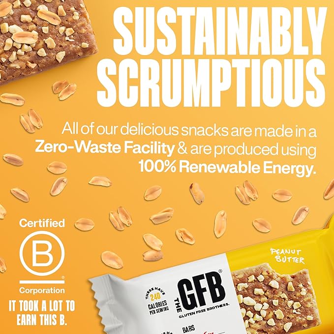 The GFB Peanut Butter Protein Bars - Gluten Free Plant Based Non GMO Sustainably Made – Ridiculously Tasty Healthy Vegan Nutrition Snack Protein Bars 2.05 oz (12 Count)
