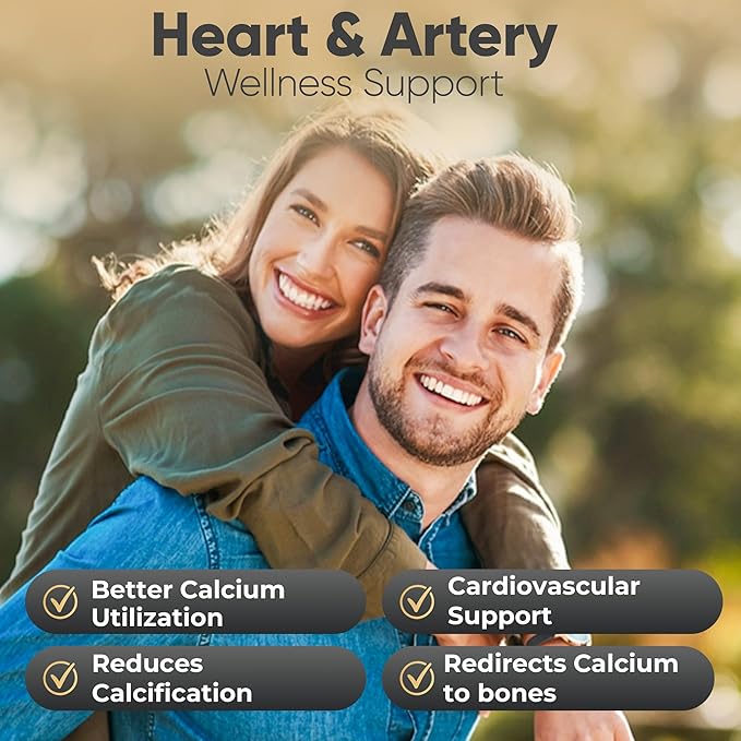Vitamin D3 K2 Supplement 5000 IU 100 mcg MK7 – High Potency D3+K2 Capsules for Artery Health Heart Support &amp Strong Bones Non-GMO Third-Party Tested d3+k2 Vitamin Supplement Artery Armor -120 Cou