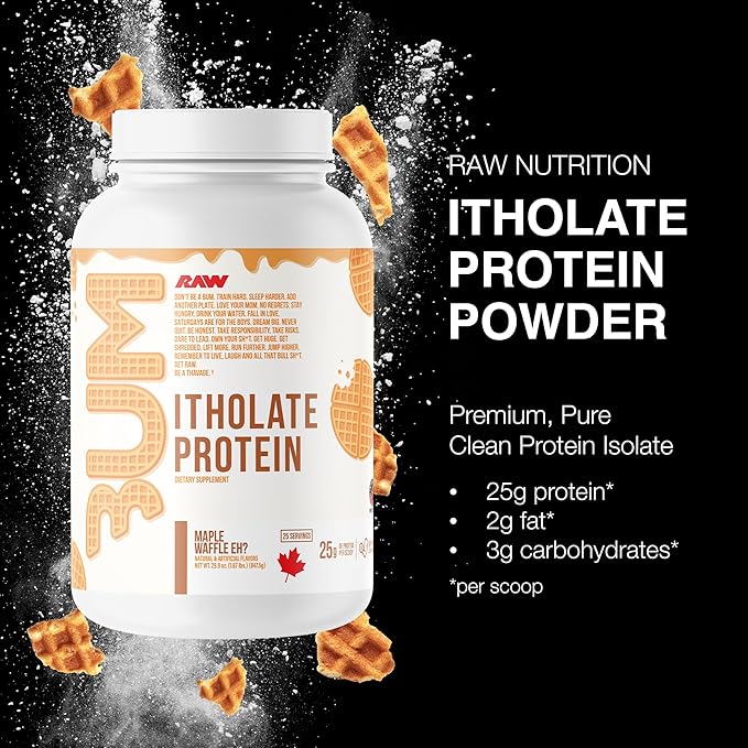 RAW Whey Isolate Protein Powder Maple Waffle Eh? (CBUM Itholate) - 100% Grass-Fed Sports Nutrition Powder for Muscle Growth &amp Recovery - Low-Fat Low Carb Naturally Flavored - 25 Servings