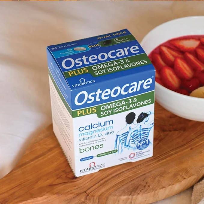 Vitabiotics Osteocare Plus 2-in-1 Formula - Calcium 800mg with Vitamin D3 Magnesium Zinc and Omega-3 | Bone Health and Immunity Multivitamin Supplement for Men and Women - 90 Tablets