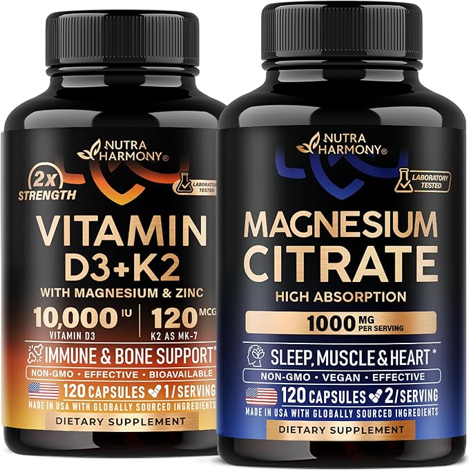NUTRAHARMONY Vitamin D3 K2 &amp Magnesium Citrate Capsules