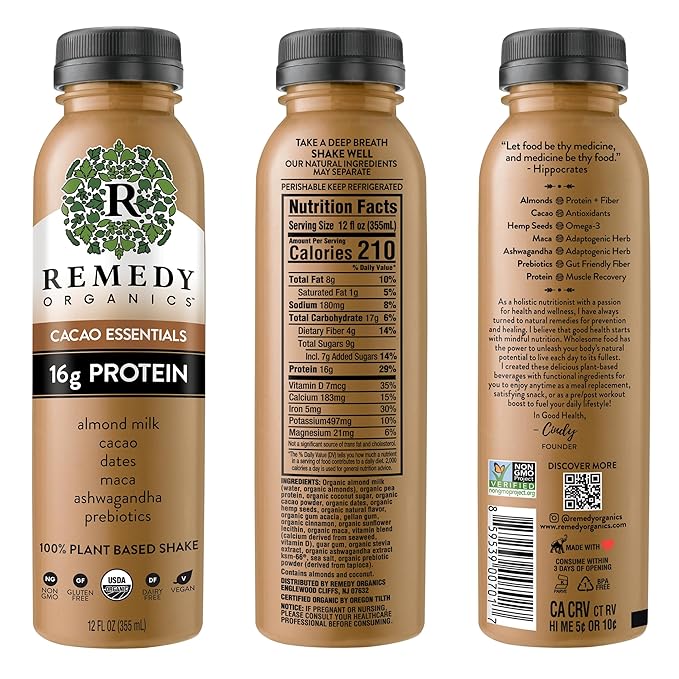 Remedy Organics Protein Variety 12-Pack | Plant Based Protein Shakes Ready to Drink | USDA Organic Gluten Free Dairy Free Soy Free
