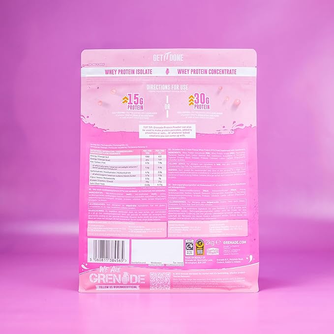 Grenade Whey Blend High Protein Powder Low Sugar with 30g Protein per Serving (50 Servings) - Strawberries &amp Cream 2 kg (Pack of 1)