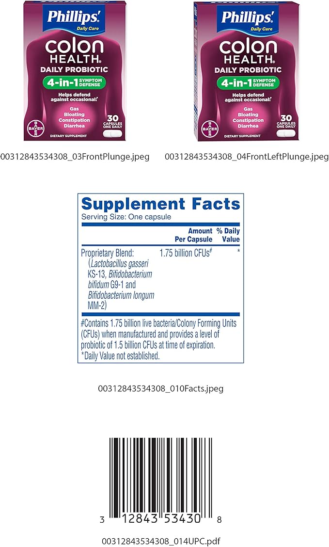Phillips' Colon Health Probiotic Supplement - 30 Capsules Pack of 6
