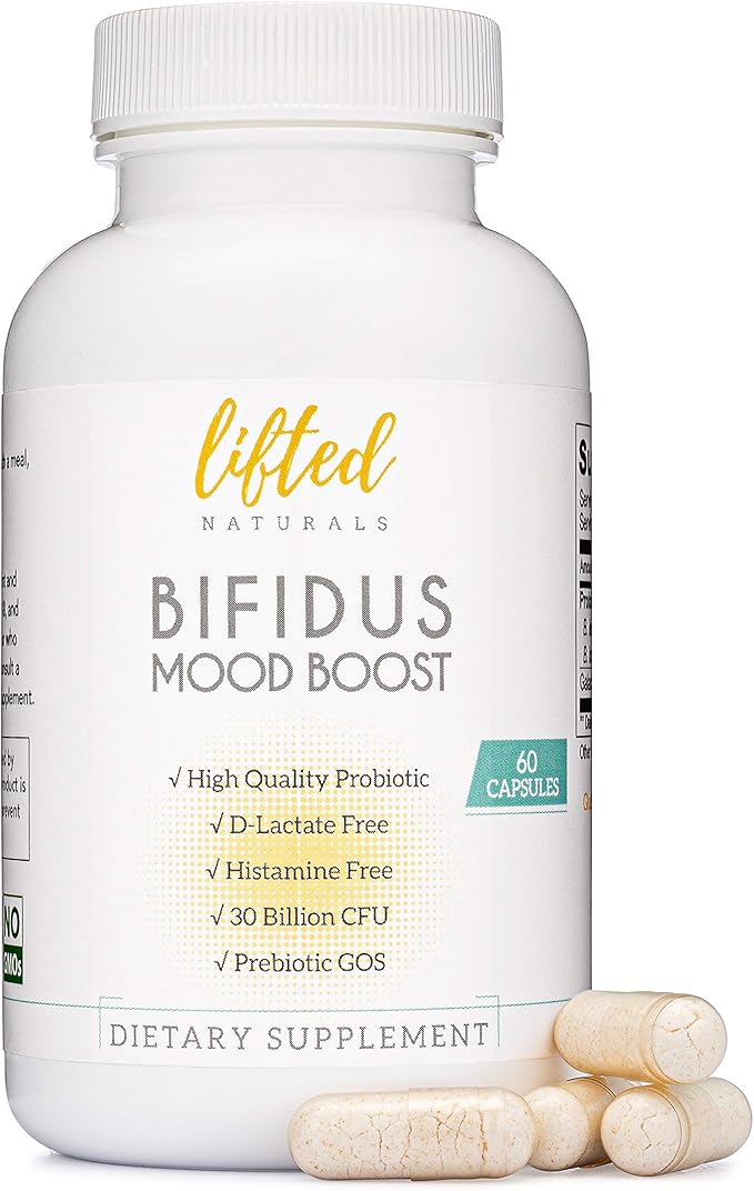 Probiotics 30 Billion CFU - Bifidus Mood Support Supplement w/prebiotics &amp probiotics for Women and Men - Mood &amp Digestion Support- Histamine Free - Natural Mood Boost - 60 Days Supply Non-GM