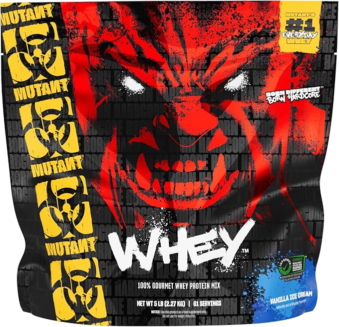 Mutant Whey – 100% Whey Protein Powder Shake Gourmet Taste 22g of Protein Fast Absorbing Easy Digesting 5lbs - Vanilla Ice Cream