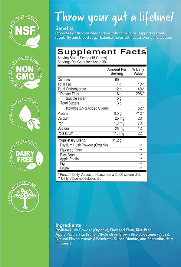 Q Restore Daily Move Fiber - Hypoallergenic Organic Powder Blend to Supports Natural GLP-1 Prroduction to Curb Appetite and Cravings.