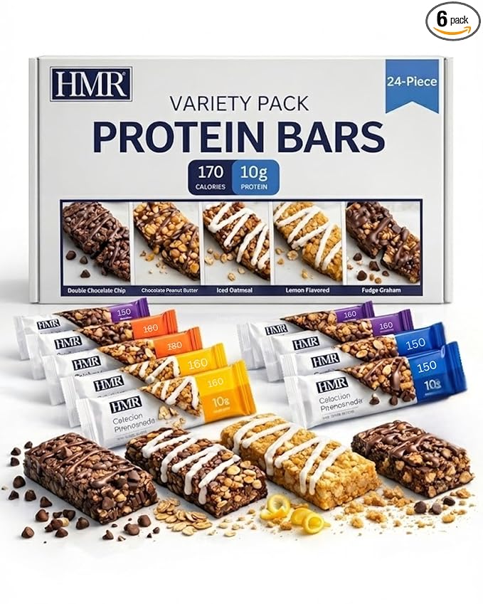 HMR Bar Variety Pack of Protein Bars | Nutritious Snack to Support Weight Maintenance | Low Calorie Dessert | 10g of Protein | 5 Assorted Flavors 24 Count