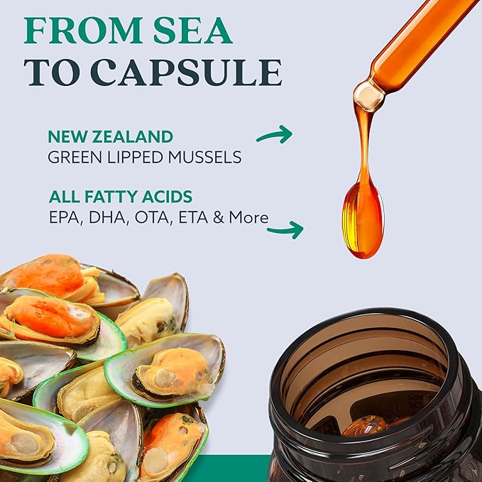 GLX3 Extra Strength Green Lipped Mussel Oil Capsules - Long-Lasting Joint Comfort Supplement - Support for Aches Soreness - Naturally Rich in Omega 3 &amp Chondroitin Sulfate 180 Tablets
