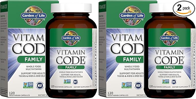 Garden of Life Multivitamin for Women MenKids Age 6 &amp up Vitamin Code Family Multi120 Vegetarian Capsules Whole Food Vitamins Food Blend &amp Probiotics Gluten Free Dietary Supplements (Pa